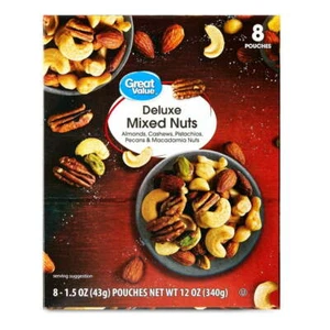 Great Value Deluxe Mixed Nuts 1.5oz 8 Count – Nutritious Snack Packs - Picture 1 of 5
