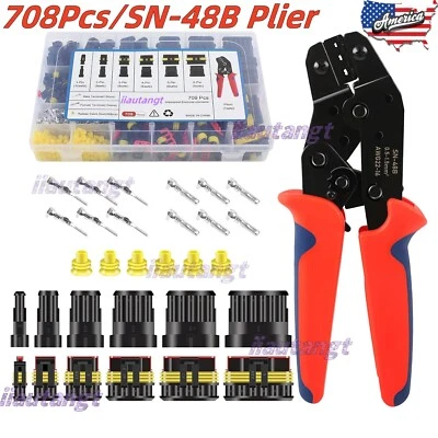 708Pcs Set 1-6 Pin Car Electrical Wire Connector Plug Kit Automotive Waterproof - Image 1 of 4