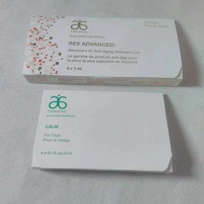 Paquetes de muestras avanzados Arbonne RE9 6 paquetes de muestras de 0,1 oz/Arbonne Calm 4x 0,1 oz    Foto 1 de 4