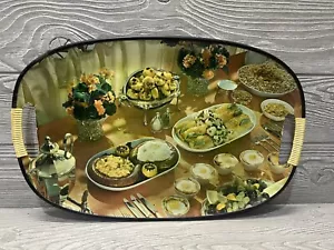 MCM Serviertablett Kitsch Essen Bankett 50er Party Fisch Blumen Midcentury Requisite - Bild 1 von 12