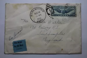 USA EDGEWATER LAKEWOOD OHIO NACH ENGLAND 1939 LUFTPOST A95 DAIR150 - Bild 1 von 4