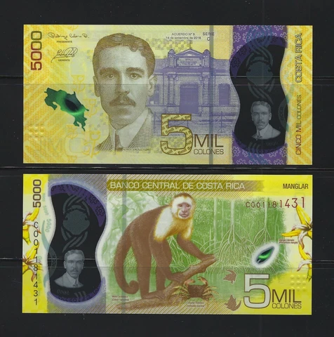 COSTA RICA 5000 Colones 2018 (2020), P-282a, Polymer, New Issue, UNC, Beautiful Cover