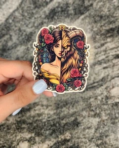 Beauty and the Beast, WATERPROOF VINYL STICKER for LAPTOPS, TUMBLERS, ETC - Picture 1 of 3