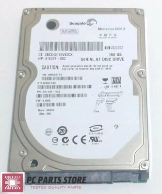Seagate ST9160821AS 2.5" SATA 160GB HARD DRIVE DATE 08364 100398689 REV C PARTS - Image 1 of 4