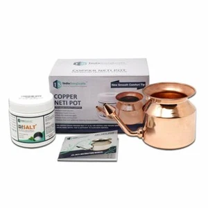 IS Premium Quality Copper Jal Neti Pot with Neti Salt Plus FREE DELIVERY - Picture 1 of 3