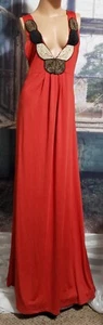 Kardashian Kollection Red Maxi Dress Sz L Beaded Plunge V Neck Sleeveless NWT - Picture 1 of 7