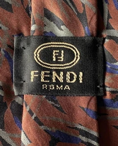 Vintage FENDI 100% Silk Neck Tie GRAPHIC Design Multicolor Black Label 3.5” - Picture 1 of 6
