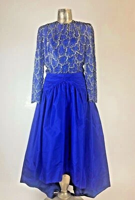 VICTORIA ROYAL Ltd 1960s Blue Evening Gown Dress Hong Kong Size S/M 10-12 Retro - Image 1 of 4