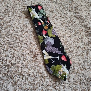 Corbata vintage 1996 Nicole Miller vino uva fresa viñedo 100 % seda años 90 - Imagen 1 de 7