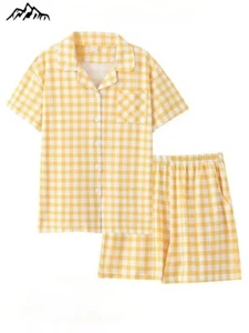 Pigiama donna comodo traspirante colore giallo pigiama - Foto 1 di 2