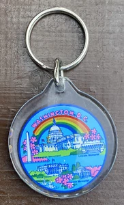 Washington DC Acrylic Key Ring with Many Landmarks Keychain Tourist Souvenir - Picture 1 of 4