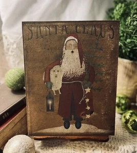 Primitiver Weihnachtsmann, Schaf, Federbaum Weihnachten Handarbeit Plakette B - Bild 1 von 4