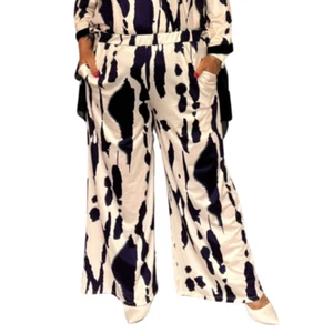 WOMENS TROUSERS LADIES SPLASH PRINT STRETCHY ELASTICATED WAIST PANTS + POCKETS - Imagen 1 de 9