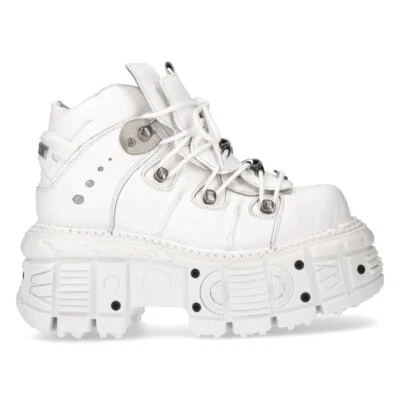 New Rock Boots M-TANK106-C1 Unisex White 100% Leather Goth Platform Punk - Image 1 of 4