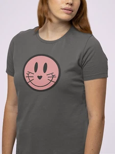 Cute Cat T-Shirt, Happy Cat Tee - Picture 1 of 17