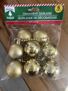 Vtg Christmas House , Red Ornament Garland Balls Beaded 6 FT Holiday -NEW - Picture 1 of 3