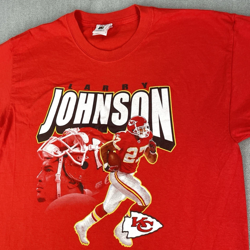 Camisa grande Y2K Kansas City Chiefs para hombre Larry Johnson 100 % algodón camiseta vintage Foto 1 de 4