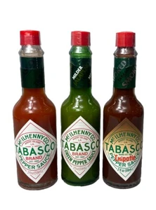 Tabasco Sauce 3 Flavor Pack Original Green Pepper Chipotle Gift Louisiana - Picture 1 of 9
