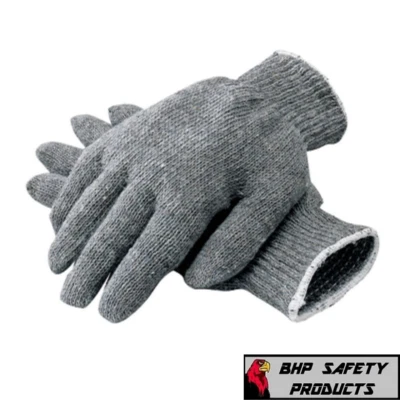 LIBERTY GLOVE 12 PAIR 1 DOZEN GRAY STRING KNIT POLY COTTON WORK GLOVES PAIRS GREY (SM-L)