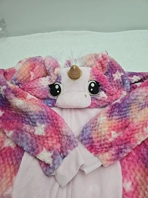 Unicorn Costume Rainbow One Piece Pajama Adult Large 12-14 Celebrate Halloween  - Image 1 of 4