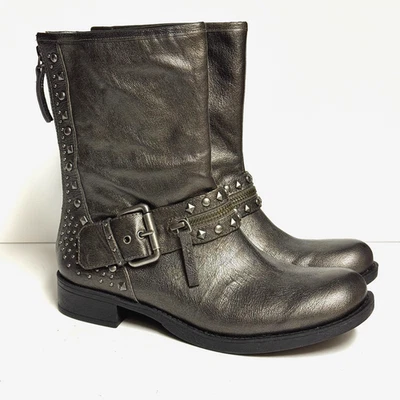 Nine West Vintage America Collection Transport Studded Moto Boots Womens 7M Gray - Image 1 of 4