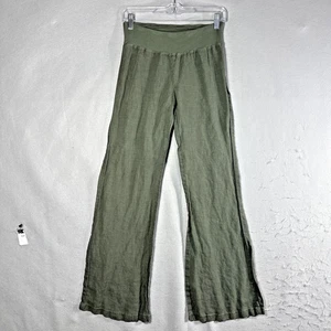Pantalones de pierna ancha de lino verde oscuro Three Dots para mujer talla mediana - Imagen 1 de 11