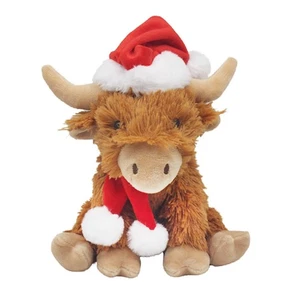 Juguete suave sentado de 8" de vaca Highland de Navidad - Imagen 1 de 1