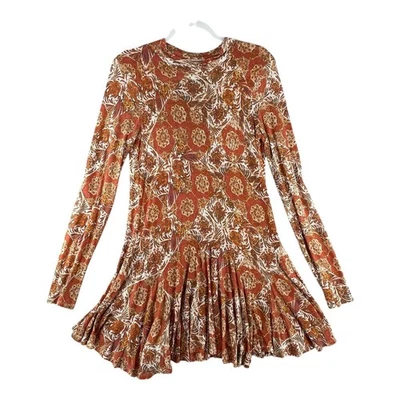 Free People Annabelle Linen Blend Mock Neck Tunic Mini Dress Womens Size Medium - Image 1 of 4