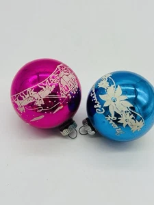Vintage Shiny Brite Christmas Ornaments Mercury Glass Stencil Mica Lot of 2 - Picture 1 of 13