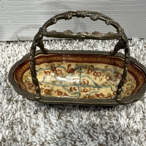 Vintage | Porzellan Geschirrkorb mit Messingakzenten 7,5 - Bild 1 von 6