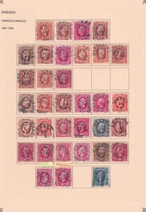 Sweden Scott 58-63 1891-1896 King Oscar II Issues Bulls Eye Cancels 34 Stamps - Picture 1 of 1