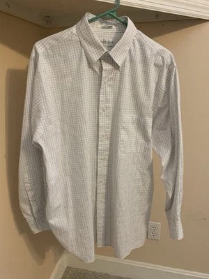 全新无标签 Van Heusen Pinpoint 牛津男式条纹正装衬衫 尺寸 16-16 1/2 (32-33) — 第 1/3 张图片