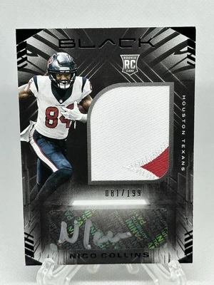 Nico Collins 2021 Panini Black Rookie RC Patch Autographs Auto RPA /199 Texans🔥 - Image 1 of 2