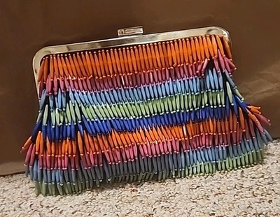 Charlie Paige Multi-color Beaded Tassel Clutch - Image 1 of 4