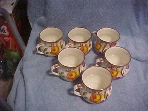 Mackenzie Childs white enamel flower market floral coffee mug/cup 3.5 x 3.5 in - Picture 1 of 3