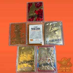 Set 4 carte Fleer oro 23 kt Michael Jordan pensione 1999 + bonus rare - Foto 1 di 6