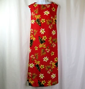 Vestido Hawaiano Maxi Talla Pequeña? Funda Muumuu larga floral roja hecha a mano - Imagen 1 de 7