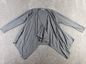 Johnstons Of Elgin Women's Sweater Size L Gray Cardigan Open Front Silk Cashmere