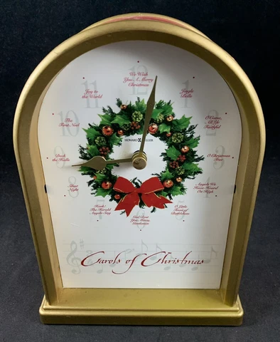 Vintage Howard Miller Carols of Christmas Musical Desk Mantel Clock 645-424 Cover