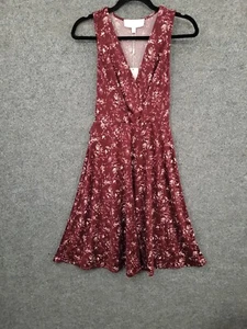 Abito midi Superfoxx donna XS senza maniche aderente e svasato cintura vino rosso floreale NUOVO - Foto 1 di 22