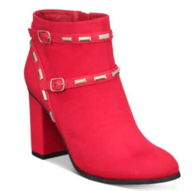 Thalia Sodi Terrie - Gamuza Roja - Botines Tacón Bloque - Talla 10M Foto 1 de 4