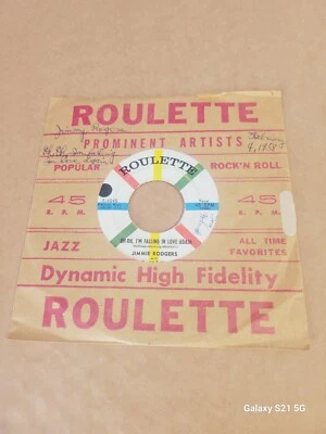 Jimmie Rodgers "Oh-Oh, I'm Falling In Love Again / The Long Hot Summer"  1958 NM - Image 1 of 4