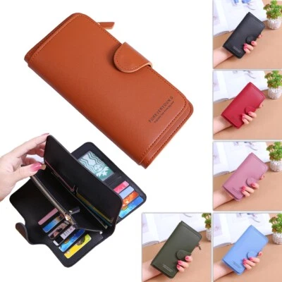 Ladies Leather Wallet Long Purse Phone Card Holder Case Clutch Large Capacity UK
