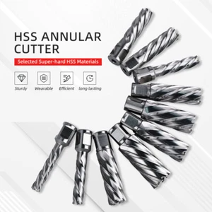 US Stock Set di taglierine anulari HSS profondità 2" 13 pezzi gambo da 3/4" da 7/16 a 1-1/16 diapositive - Foto 1 di 9