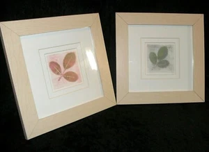 Eileen Crowell 10.5" LEAF IMPRESSIONS 2 Fall Pc WALL HANGING ART Print Framed - Picture 1 of 8