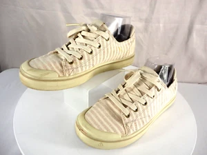 Keen Elsa IV Striped Canvas Ivory Cream Lace Up Low Top Shoes Women's Size 8.5 - Picture 1 of 11