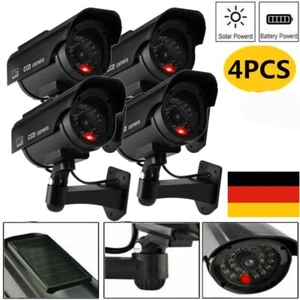 4x Solar Dummy Überwachungskamera LED Alarmanlage Attrappe Videoüberwachung CCTV - Bild 1 von 14