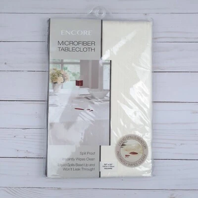 Fabric Tablecloth Ivory Microfiber 52x52 Square Easy Care - Image 1 of 2