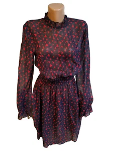 Hallhuber women's dress size M black red hearts - Picture 1 of 11