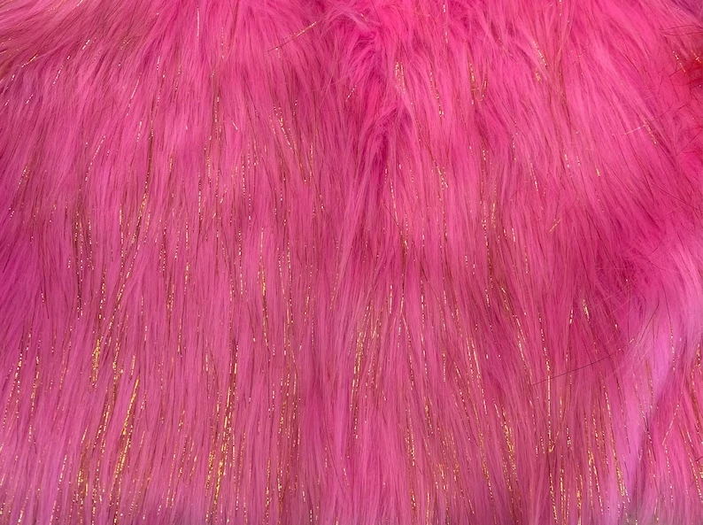 Tela rosa chicle brillante pila larga de piel sintética rosa / 58" con / Vendido por yarda Foto 1 de 1